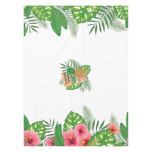 Waterverf Tropische Foliage Hawaiian Luau Party Tafelkleed (Voorkant)