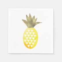 Waterverf Tropische Folie Gouden Ananas