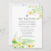 Waterverf Tropische Frangipani Bat Mitzvah Kaart (Voorkant)