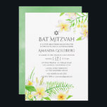 Waterverf Tropische Frangipani Bat Mitzvah Kaart<br><div class="desc">Sage groene,  gele en witte botanische tropische frangipanis bat mitzvah uitnodigingskaarten ontworpen om snel en gemakkelijk te worden aangepast aan uw evenementspecifieke kenmerken.</div>