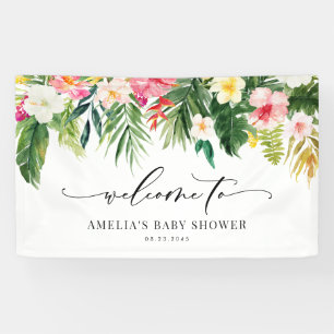 Waterverf Tropische Garland Zomer Baby shower Spandoek