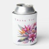 Waterverf Tropische gelukzaligheid-bruiloft-dank u Blikjeskoeler (Blikje Voorkant)