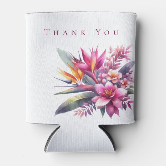 Waterverf Tropische gelukzaligheid-bruiloft-dank u Blikjeskoeler (Voorkant)