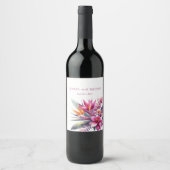 Waterverf Tropische gelukzaligheid-bruiloft Wijn Etiket (Voorkant)