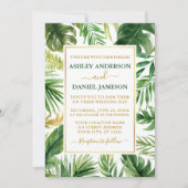 Waterverf Tropische gouden bruiloft groen Kaart (Voorkant)
