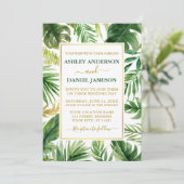 Waterverf Tropische gouden bruiloft groen Kaart (Staand voorkant)