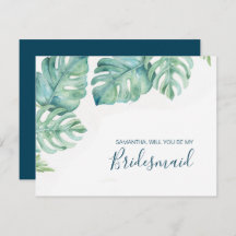 Waterverf Tropische Greenery Bridal Party Kaarten