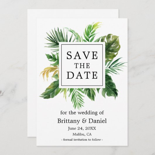 Waterverf Tropische Greenery sparen de Kaart van d (Voorkant / Achterkant)