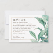 Waterverf tropische groen. Elegant bruiloft Bedankkaart (Voorkant)