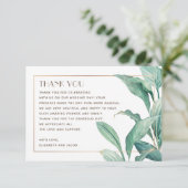 Waterverf tropische groen. Elegant bruiloft Bedankkaart (Staand voorkant)