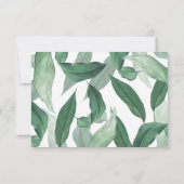 Waterverf tropische groen. Elegant bruiloft Bedankkaart (Achterkant)