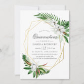 Waterverf Tropische groen Geometric Quinceañera Kaart (Voorkant)