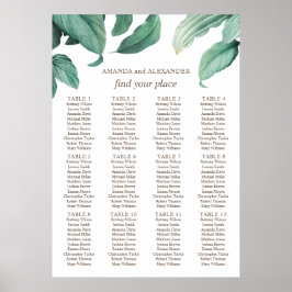 Waterverf tropische groen wedding zitplaatskaart poster