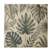  Waterverf Tropische Groene Botanische Bloemen Tegeltje (Voorkant)