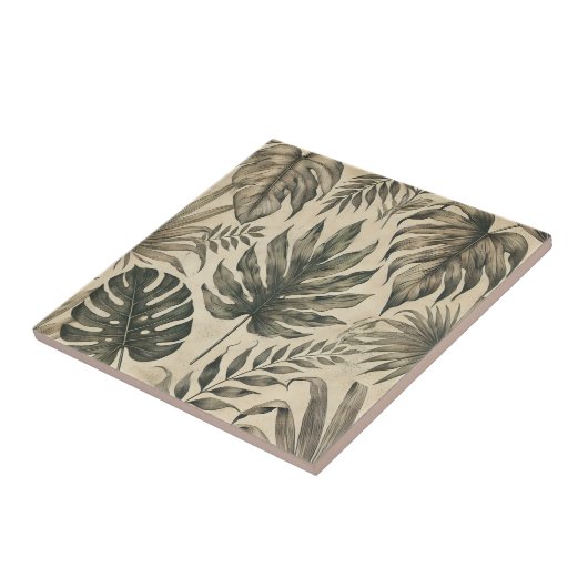  Waterverf Tropische Groene Botanische Bloemen Tegeltje (Zijkant)