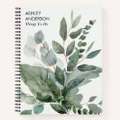 Waterverf tropische groene salie bladeren te doen  notitieboek (Voorkant)