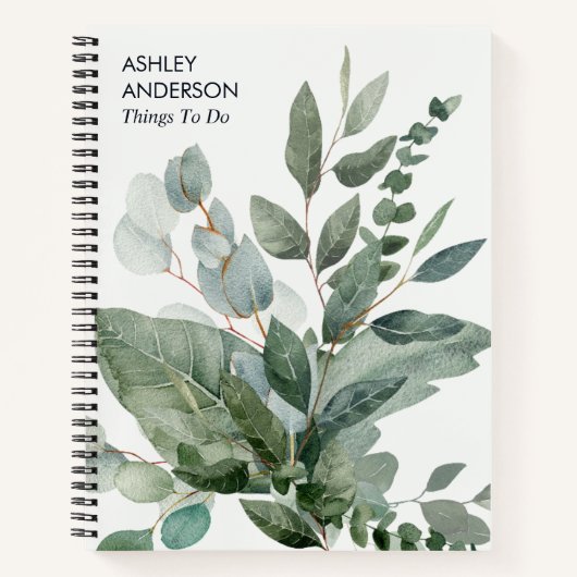 Waterverf tropische groene salie bladeren te doen notitieboek (Voorkant)