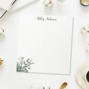 Waterverf tropische groene salie eucalyptus blader notitieblok