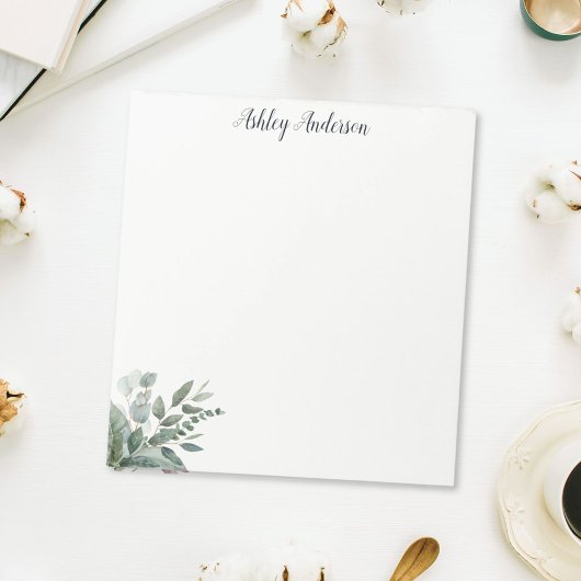 Waterverf tropische groene salie eucalyptus blader notitieblok