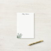 Waterverf tropische groene salie eucalyptus blader post-it® notes (Op bureau)