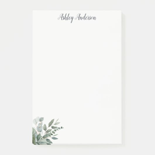 Waterverf tropische groene salie eucalyptus blader post-it® notes (Voorkant)