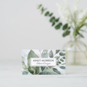 Waterverf tropische groene salie eucalyptus blader visitekaartje (Staand voorkant)