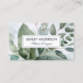 Waterverf tropische groene salie eucalyptus blader visitekaartje (Voorkant)