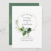 Waterverf Tropische Groene Strand Bruiloft Save The Date (Voorkant / Achterkant)