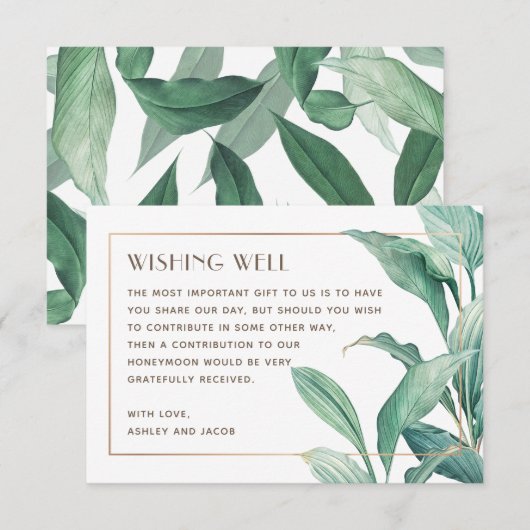 Waterverf Tropische groenerbruiloft die goed wil Informatiekaartje (Voorkant / Achterkant)