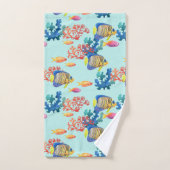 Waterverf Tropische handdoekset vis en koraal Bad Handdoek (Handdoek)