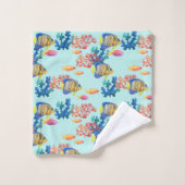 Waterverf Tropische handdoekset vis en koraal Bad Handdoek (Wasdoekje)
