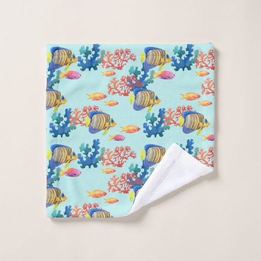 Waterverf Tropische handdoekset vis en koraal Bad Handdoek (Wasdoekje)