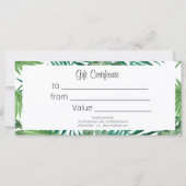 Waterverf Tropische handpalmbladeren — Cadeaucerti (Achterkant)