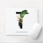 Waterverf Tropische handpalmen verlaten letter T M Muismat (Met muis)