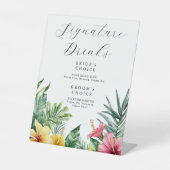 Waterverf Tropische Handtekening Drink bruiloft Reclamebord Met Voetstuk (Voorkant)