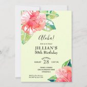 Waterverf Tropische Hibiscus Birthday Invites (Voorkant)