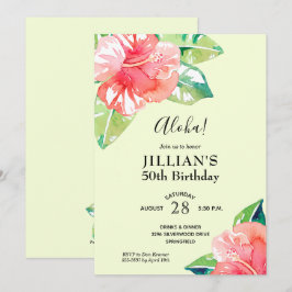 Waterverf Tropische Hibiscus Birthday Invites