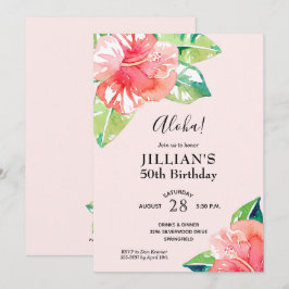 Waterverf Tropische Hibiscus Birthday Invites