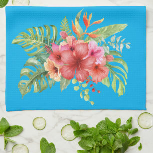 Waterverf Tropische Hibiscus Flowers Theedoek