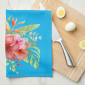 Waterverf Tropische Hibiscus Flowers Theedoek (Quarter Fold)