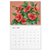 Waterverf Tropische Hibiscus Kleurrijke Kalender (Mar 2026)