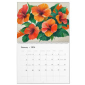 Waterverf Tropische Hibiscus Kleurrijke Kalender (Feb 2026)