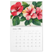 Waterverf Tropische Hibiscus Kleurrijke Kalender (Jan 2026)