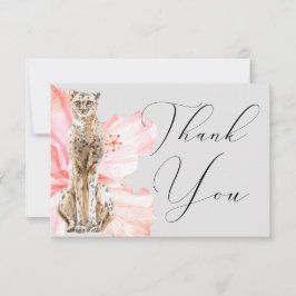 Waterverf Tropische Hibiscus Safari Luipaard Bedankkaart