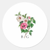 Waterverf tropische hibiscus zomer bruiloft gunst ronde sticker (Voorkant)