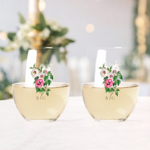 Waterverf tropische hibiscus zomer bruiloft gunst wijnglas zonder voet