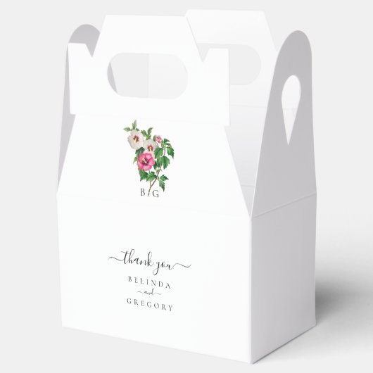 Waterverf Tropische Hibiscus Zomerbruiloft Bedankdoosjes (Geopend)