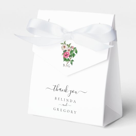 Waterverf Tropische Hibiscus Zomerbruiloft Bedankdoosjes (Voorkant Zijde)