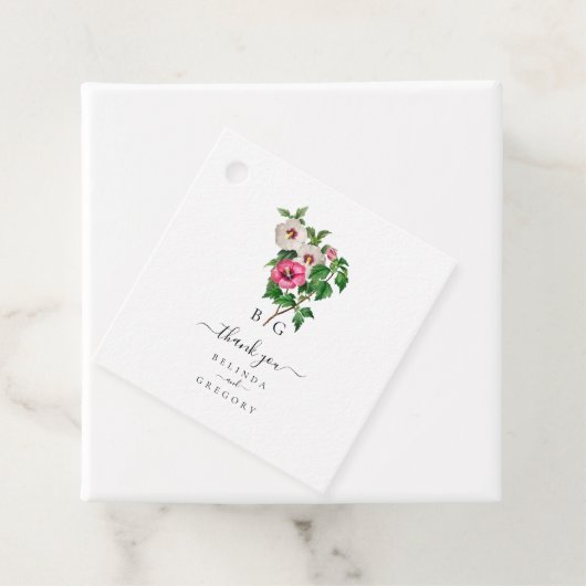 Waterverf Tropische Hibiscus Zomerbruiloft Bedankjes Labels (In situ)