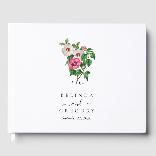 Waterverf Tropische Hibiscus Zomerbruiloft Gastenboek (Voorkant)